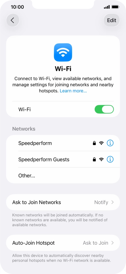 Press the required Wi-Fi network and key in the password for the Wi-Fi network.