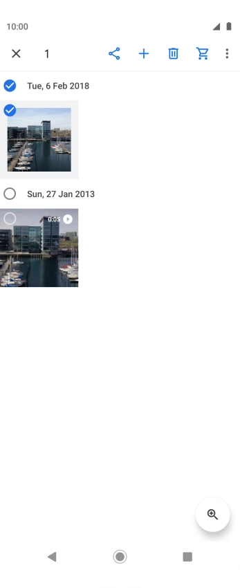 Press the required pictures or video clips to add them.