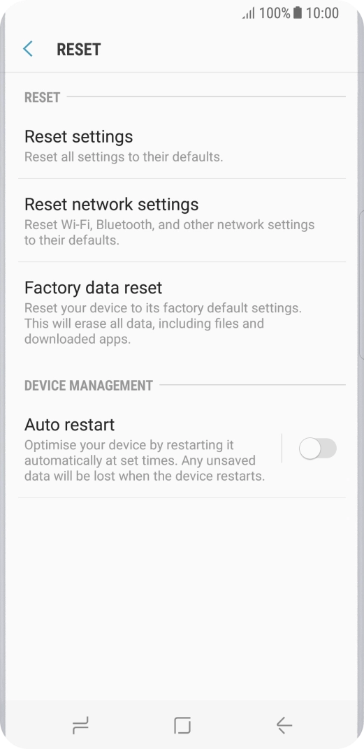 Press Factory data reset.
