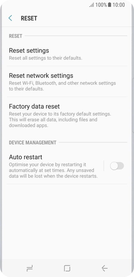 Press Factory data reset.