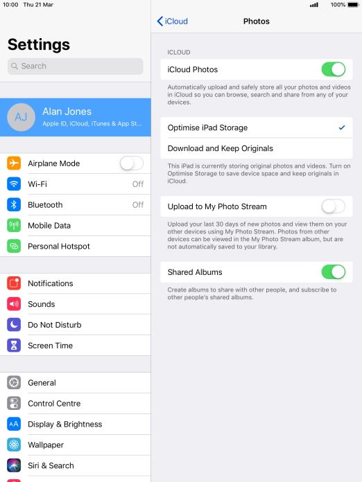 Press the indicator next to 