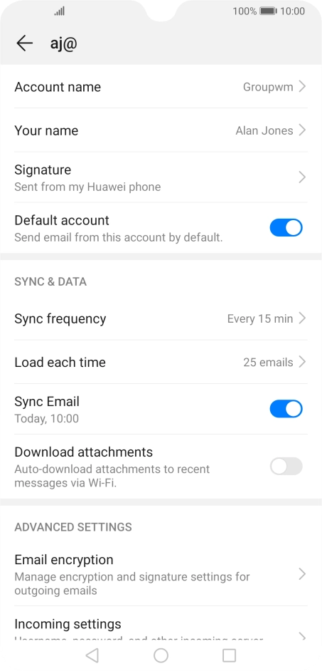 Press Account name and key in the required name.