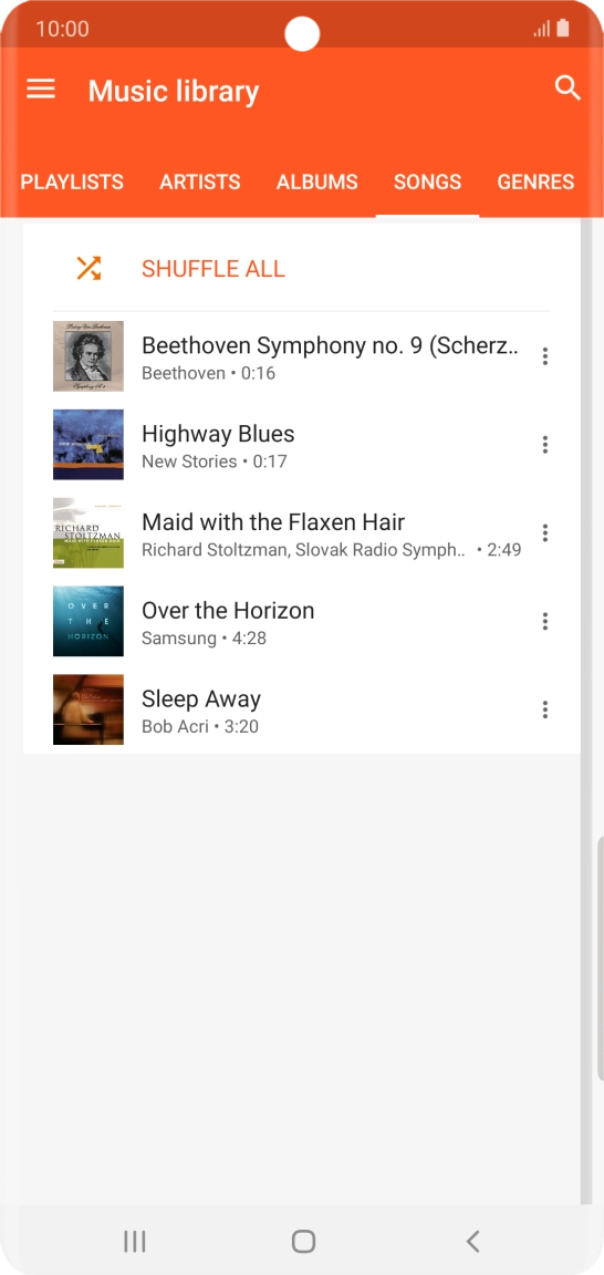 Press the required audio file.