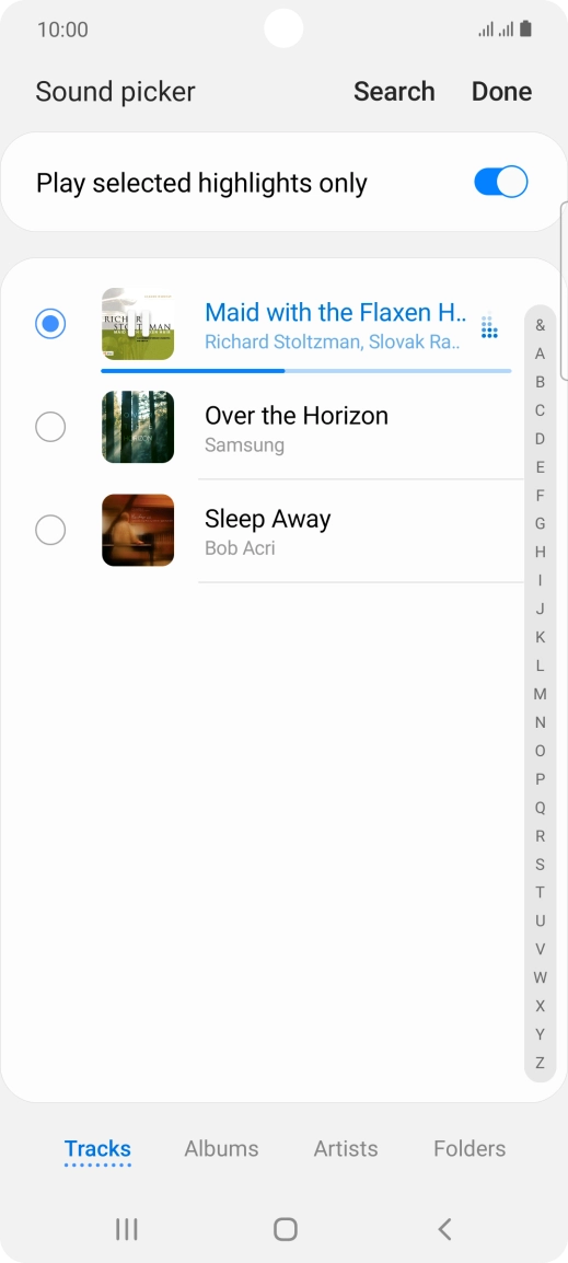 Once you've found a ring tone you like, press Done.