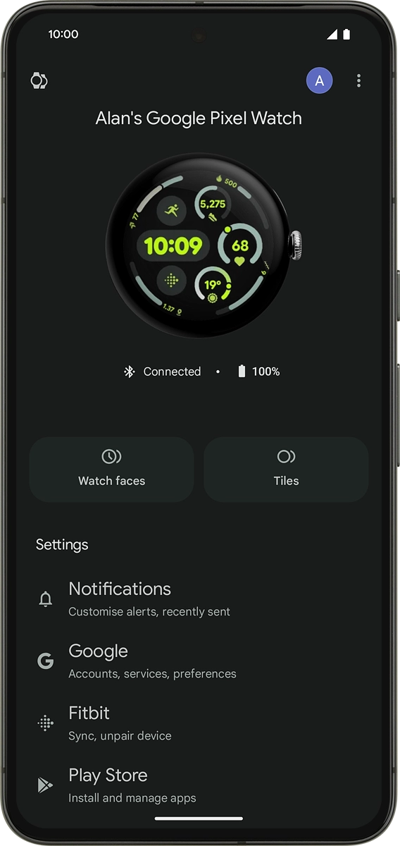 On your phone: When this screen is displayed, your smartwatch is activated and synchronised with your phone.
