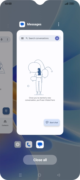 To end one running application, slide your finger upwards on the required application.