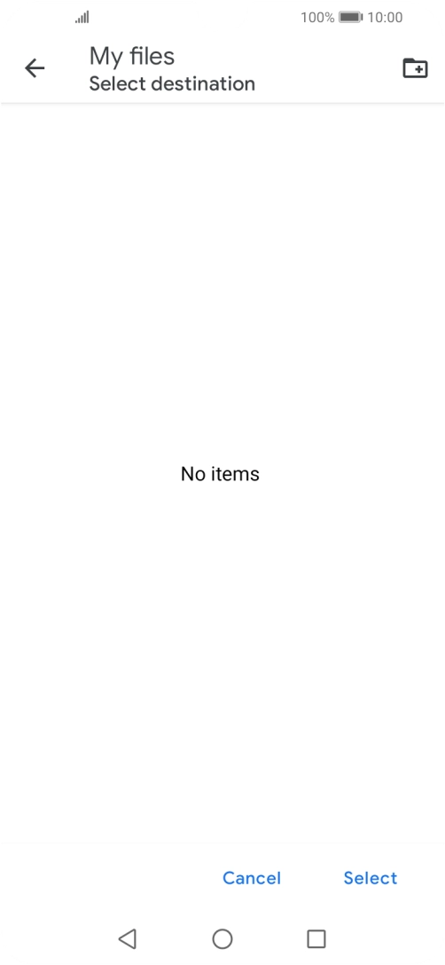 To create a new folder, press the new folder icon and follow the instructions on the screen to create a new folder.