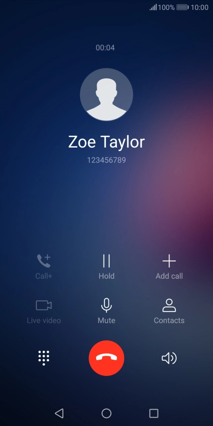 Press the end call icon.