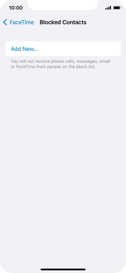 Press Add New... and follow the instructions on the screen to block a contact.