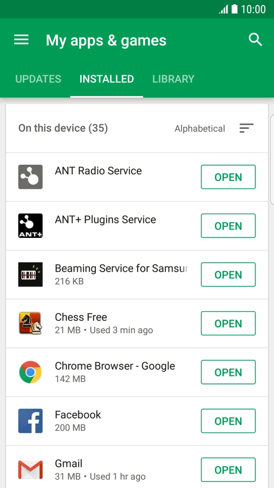 Press the required app.