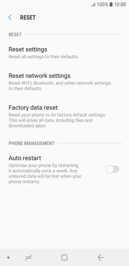 Press Factory data reset.