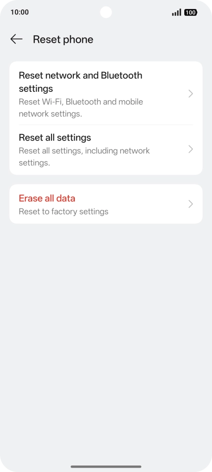 Press Reset network and Bluetooth settings.