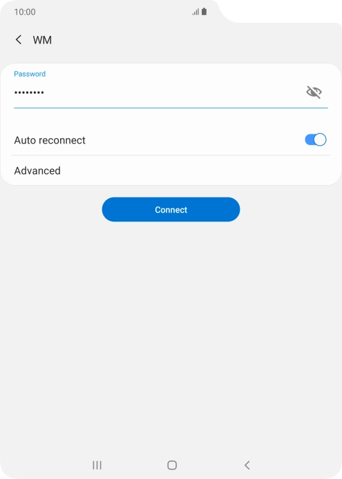 Key in the password for the Wi-Fi network and press Connect.
