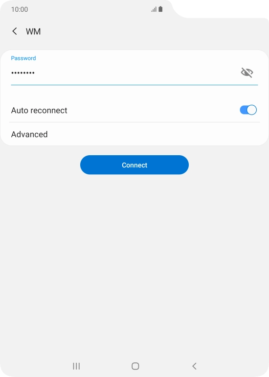 Key in the password for the Wi-Fi network and press Connect.
