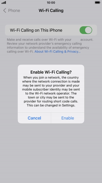 If you turn on the function, press Enable.