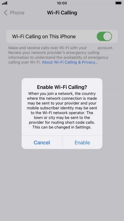 If you turn on the function, press Enable.