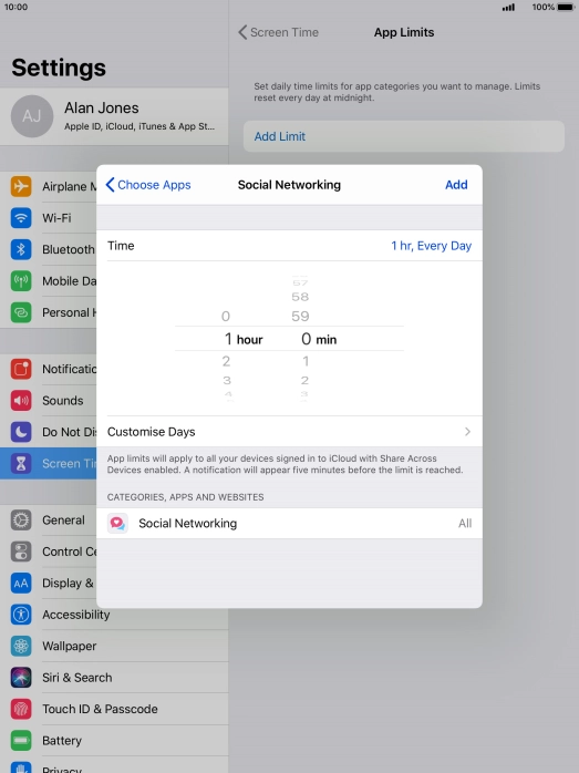 Press Customise Days.