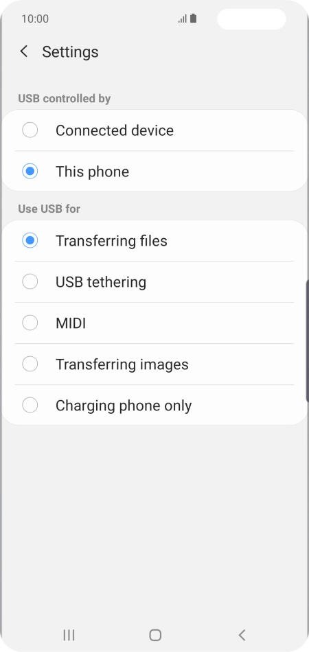 Press Transferring files to turn on the function.