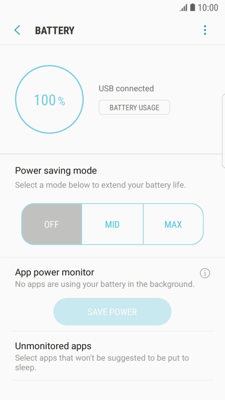 Press the required setting.