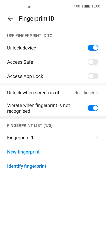 Press the indicators next to the required settings to turn them on or off.