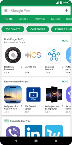 Slide your finger right starting from the left side of the screen.