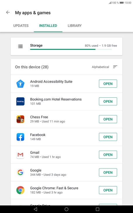Press the required app.
