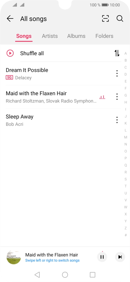 Press the song title at the bottom of the screen.