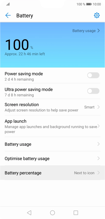Press the indicator next to the required setting.