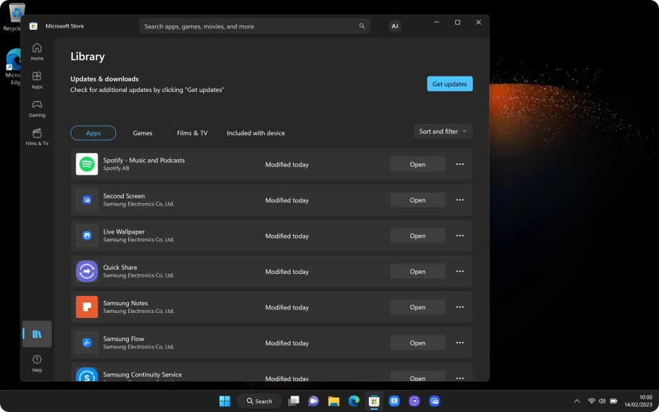 Click Get updates and wait while your apps are updated.