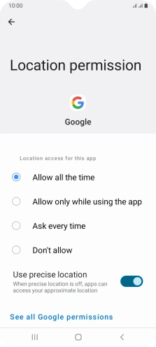 Press the required setting.