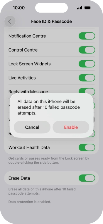 If you turn on the function, press Enable.