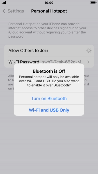 If Wi-Fi is turned on, press Wi-Fi and USB Only.
