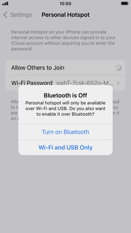 If Wi-Fi is turned on, press Wi-Fi and USB Only.