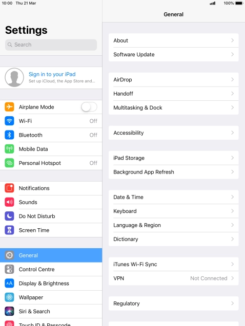Press Sign in to your iPad.