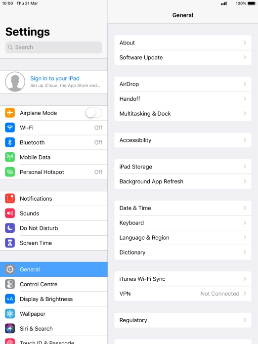 Press Sign in to your iPad.