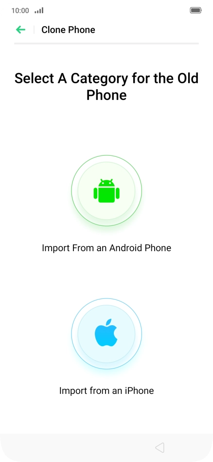 Press the required setting and follow the instructions on the screen to transfer the content from another phone.