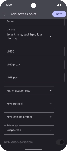Press MMS proxy and key in 149.254.201.135.