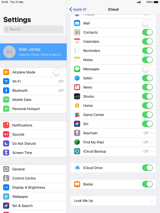 Press the indicator next to 