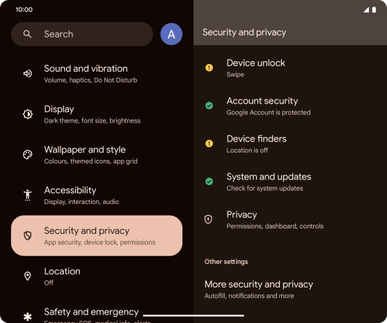 Press More security and privacy.