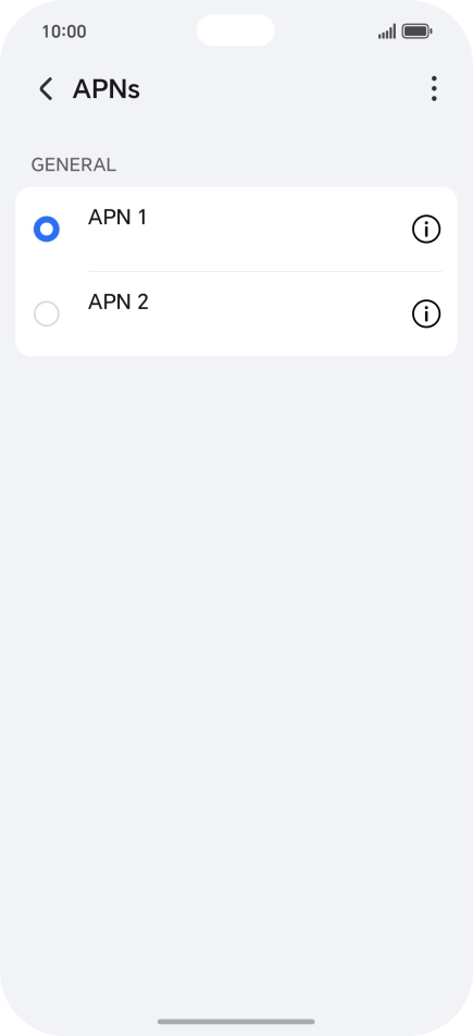 Press the field next to the data connection to activate it.