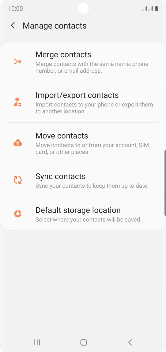 Press Import/export contacts.
