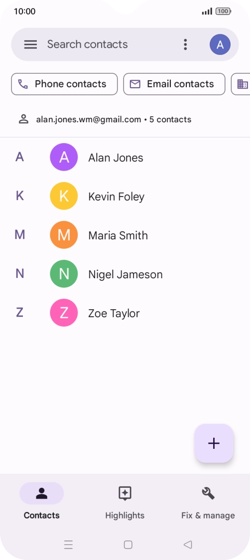 Press the new contact icon.
