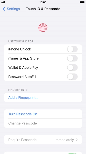 Press Turn Passcode On and key in a phone lock code of your own choice twice.