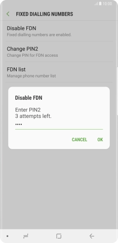 Key in your PIN2 and press OK. The default PIN2 is 0000.