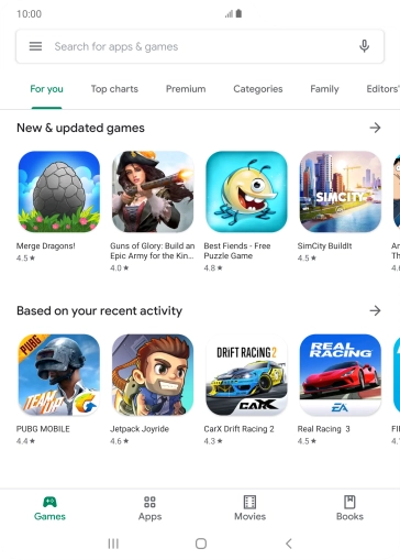 Slide your finger right starting from the left side of the screen.