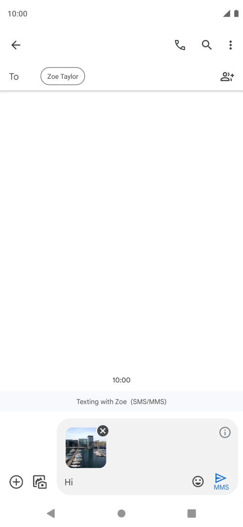 Press the send icon when you've finished your MMS.