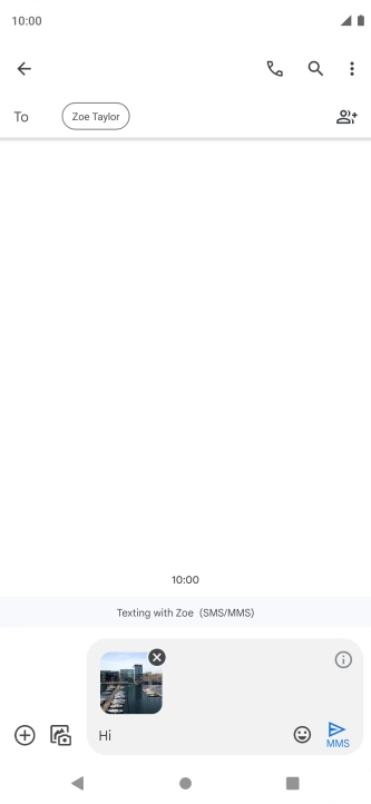 Press the send icon when you've finished your MMS.