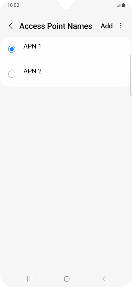 Press the field next to the data connection to activate it.