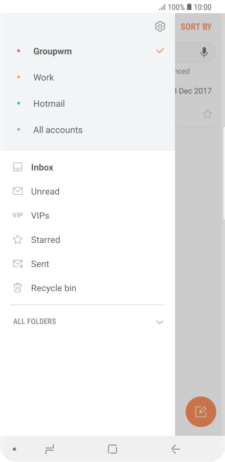 Press the required email account.