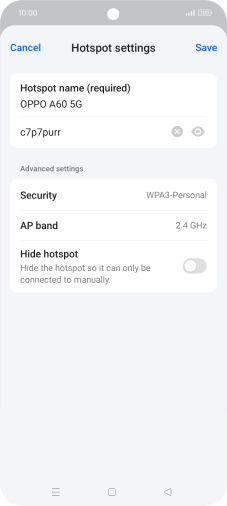 Press the password field and key in the required password.